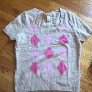 Pink and tan cashmere sweater